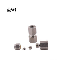 EMT straight female press tube 2 ferrules ss compression union fittings